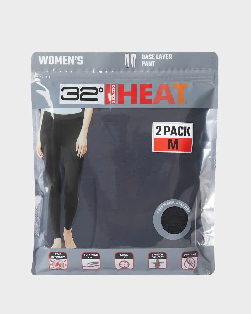 32 Degrees Women's 2 Pack Performance Ultra Light Thermal Baselayer Legging Pant