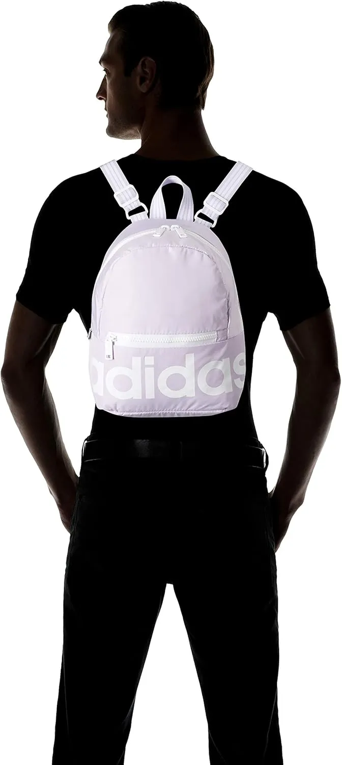 adidas Linear Mini Backpack Small Travel Bag Discontinued, Purple Tint/White, OSFA