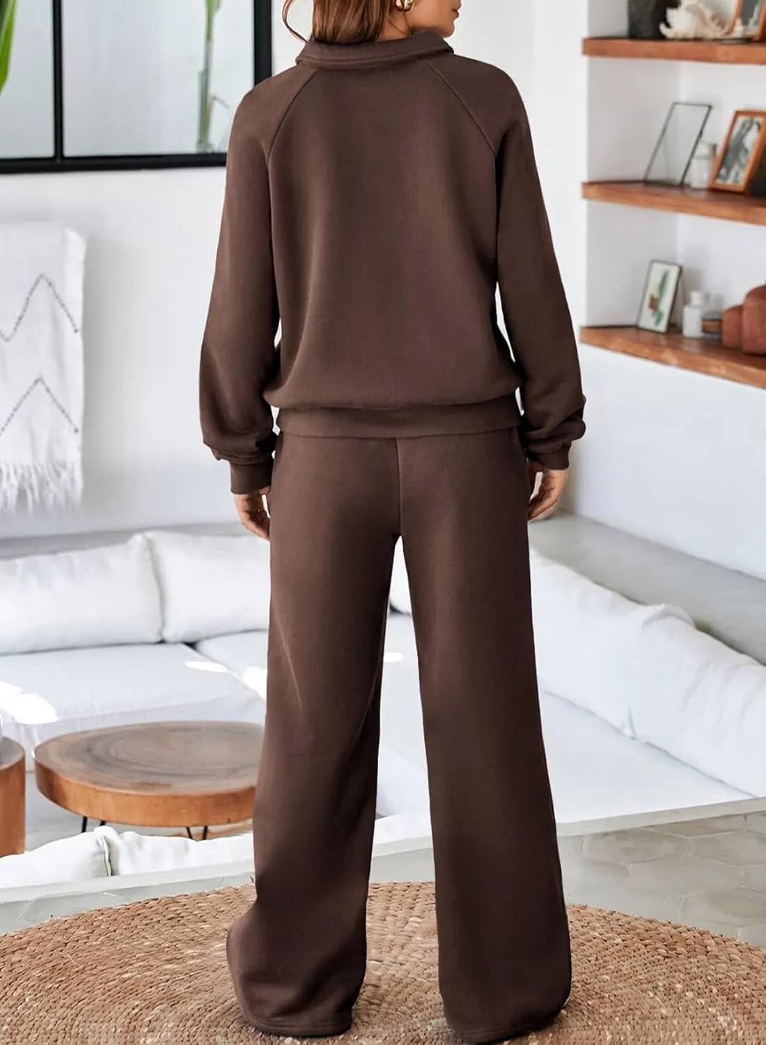 Aleumdr Women's 2 Piece Outfits Sweatsuit Oversized Sweatshirt Wide Leg Sweatpants Matching Lounge Set 2024