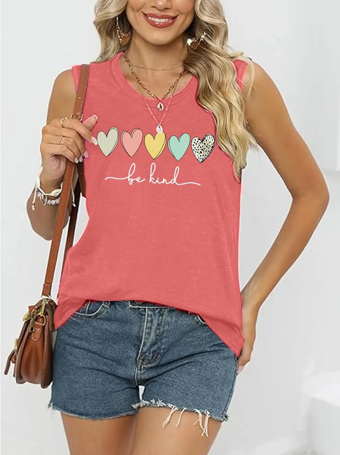 ALUS Womens Graphic Tank Tops Summer T Shirts Sleeveless Casual Loose Tunic Blouses