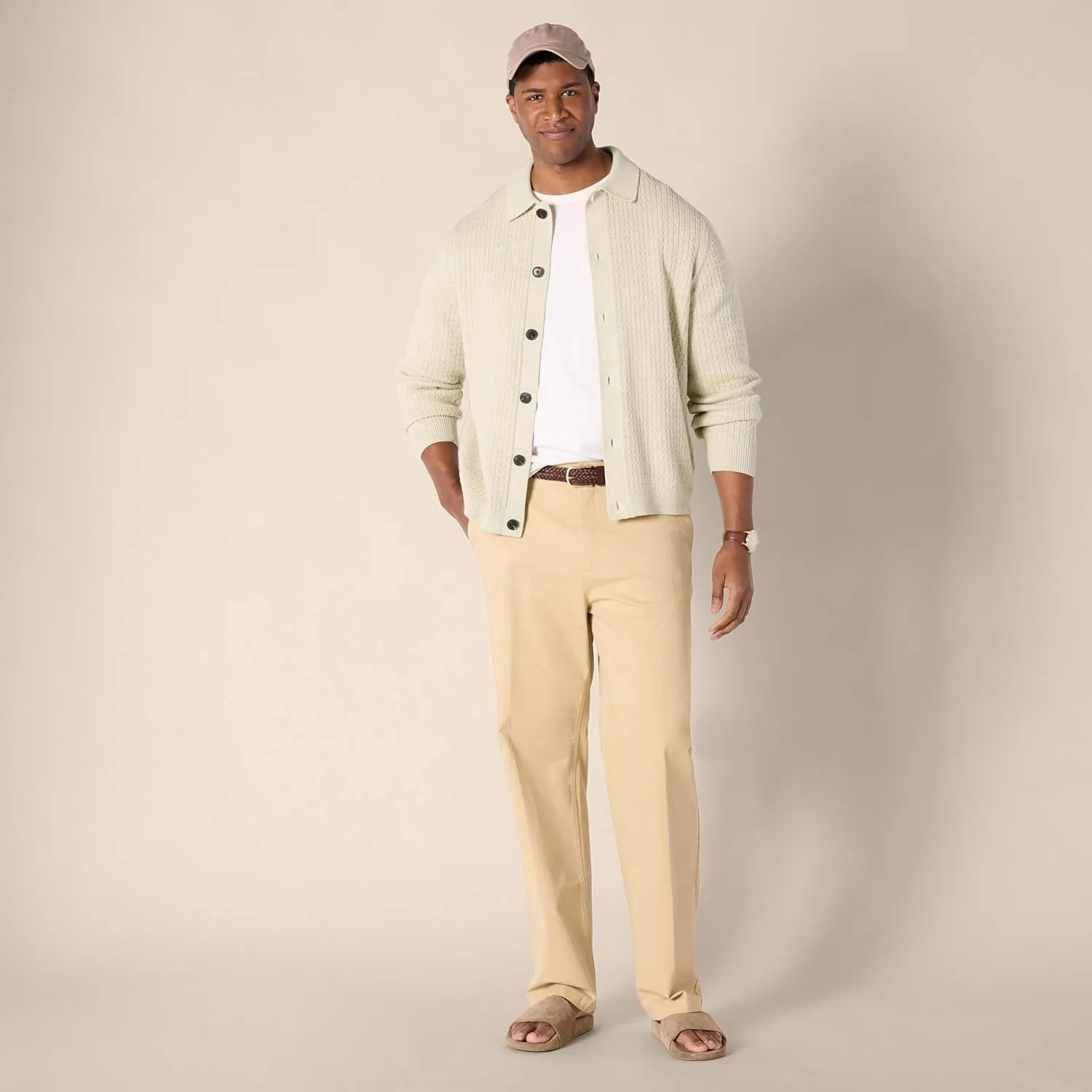 Amazon Essentials Men's Relaxed-Fit Collared Cardigan Sweater