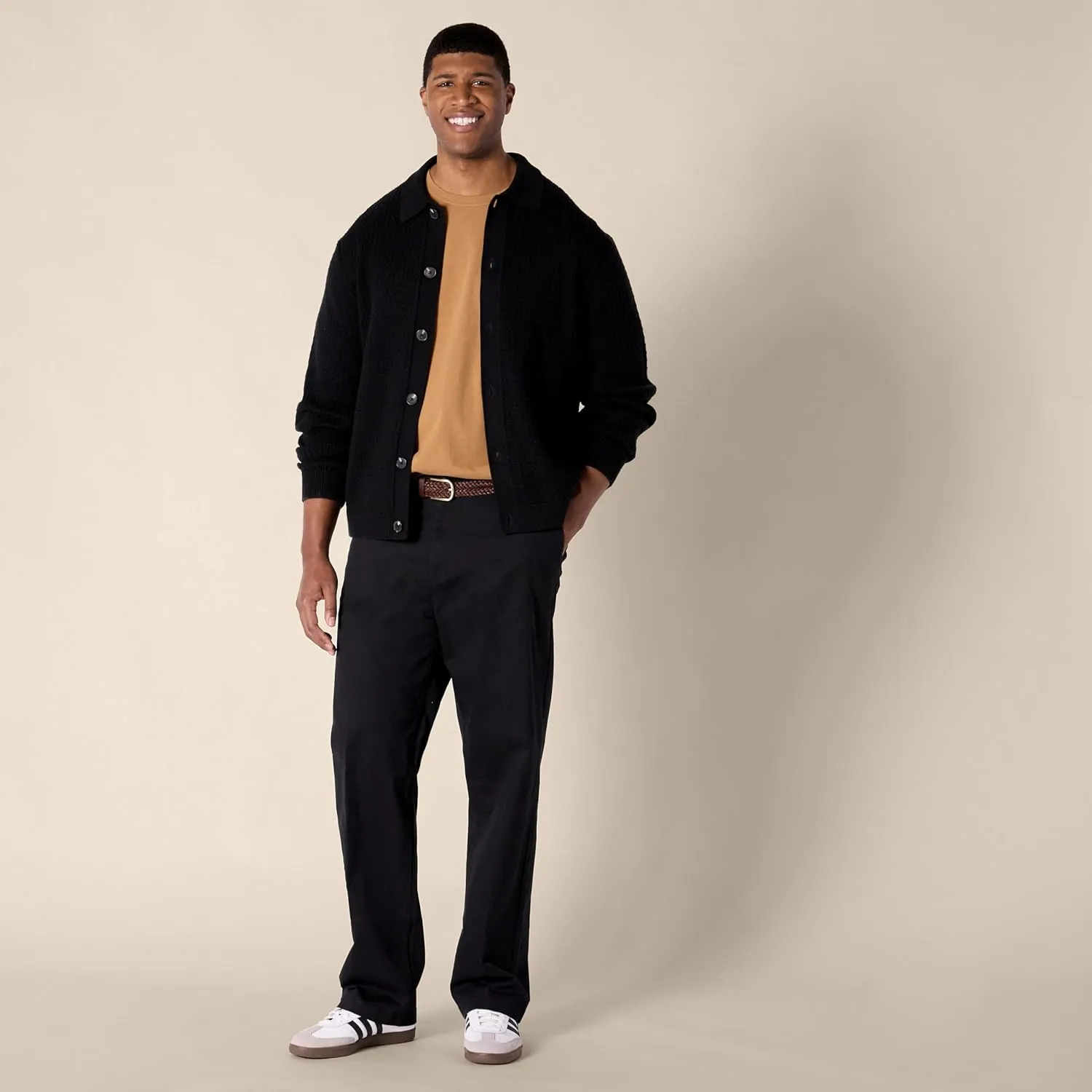 Amazon Essentials Men's Relaxed-Fit Collared Cardigan Sweater