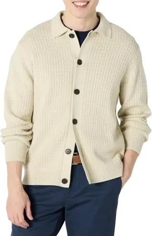 Amazon Essentials Men's Relaxed-Fit Collared Cardigan Sweater