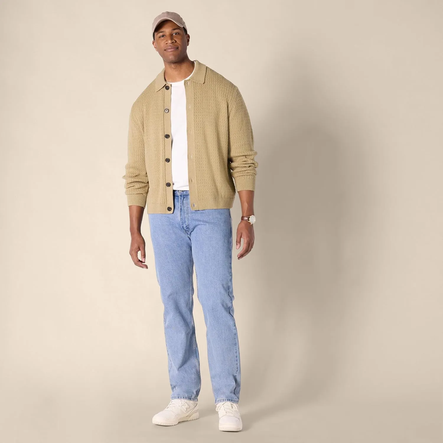 Amazon Essentials Men's Relaxed-Fit Collared Cardigan Sweater