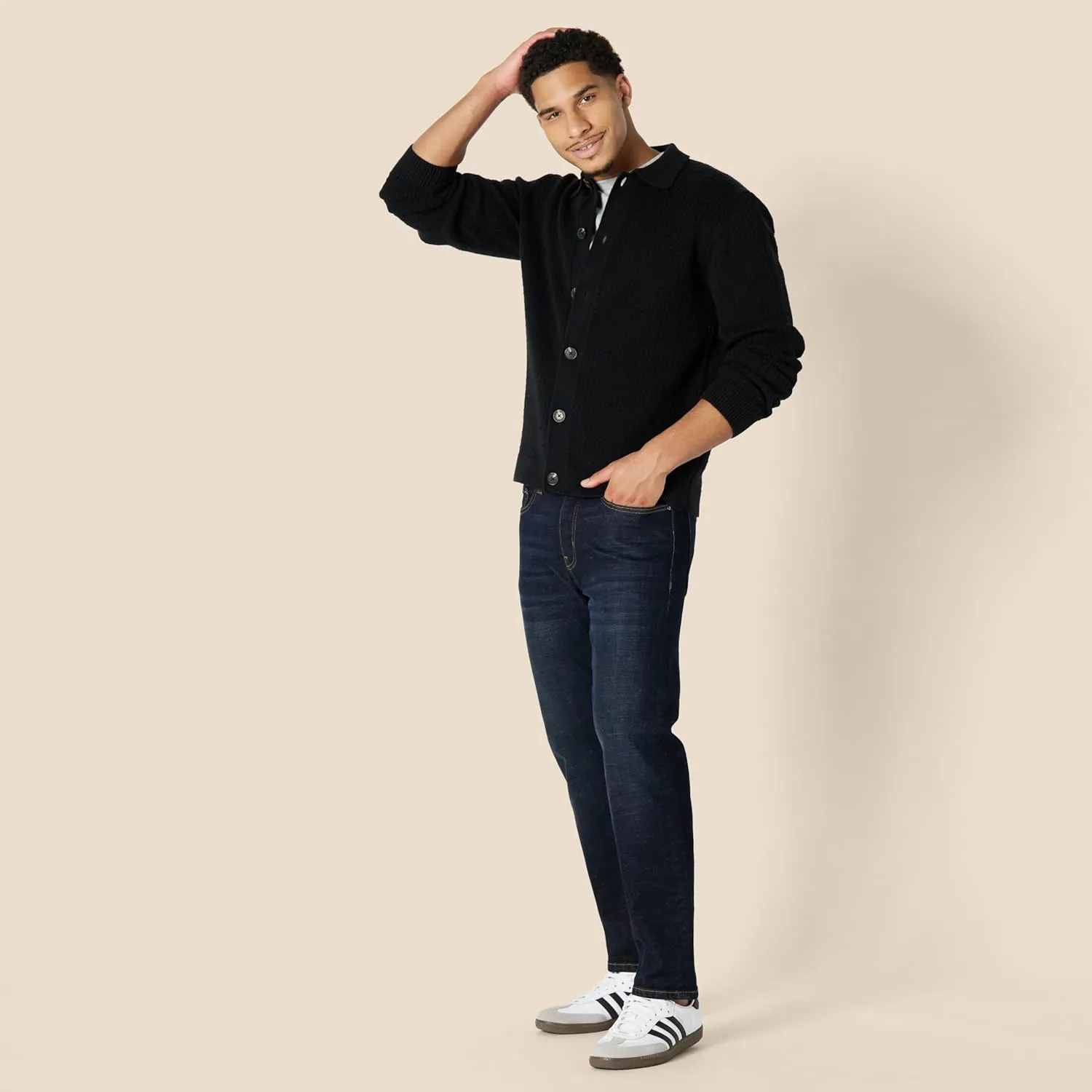 Amazon Essentials Men's Relaxed-Fit Collared Cardigan Sweater
