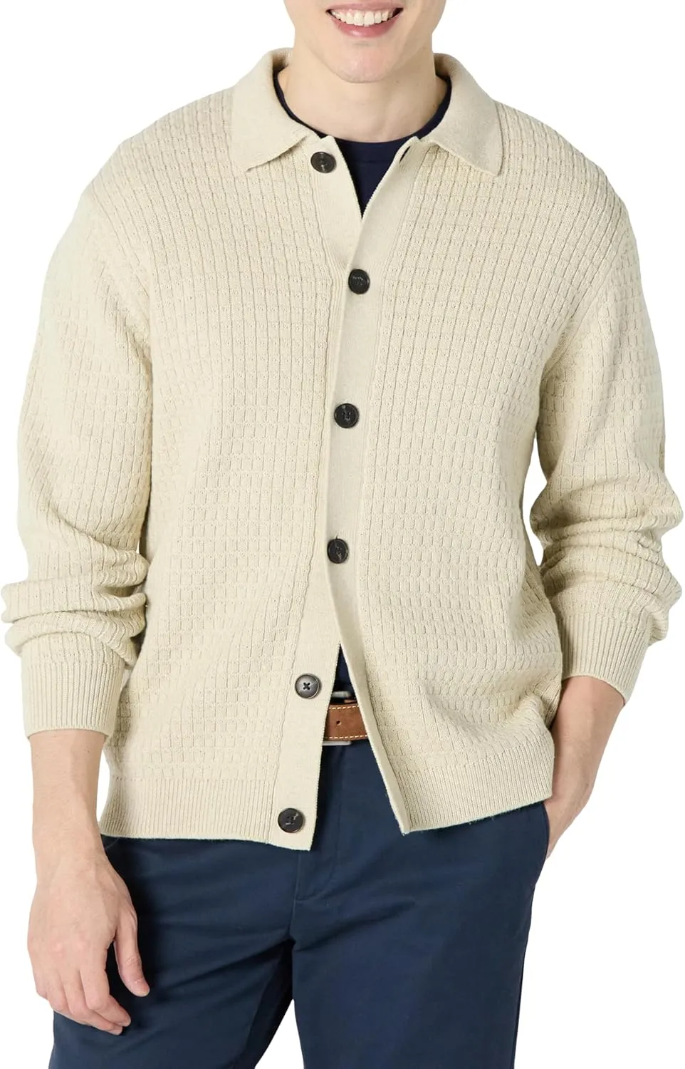 Amazon Essentials Men's Relaxed-Fit Collared Cardigan Sweater