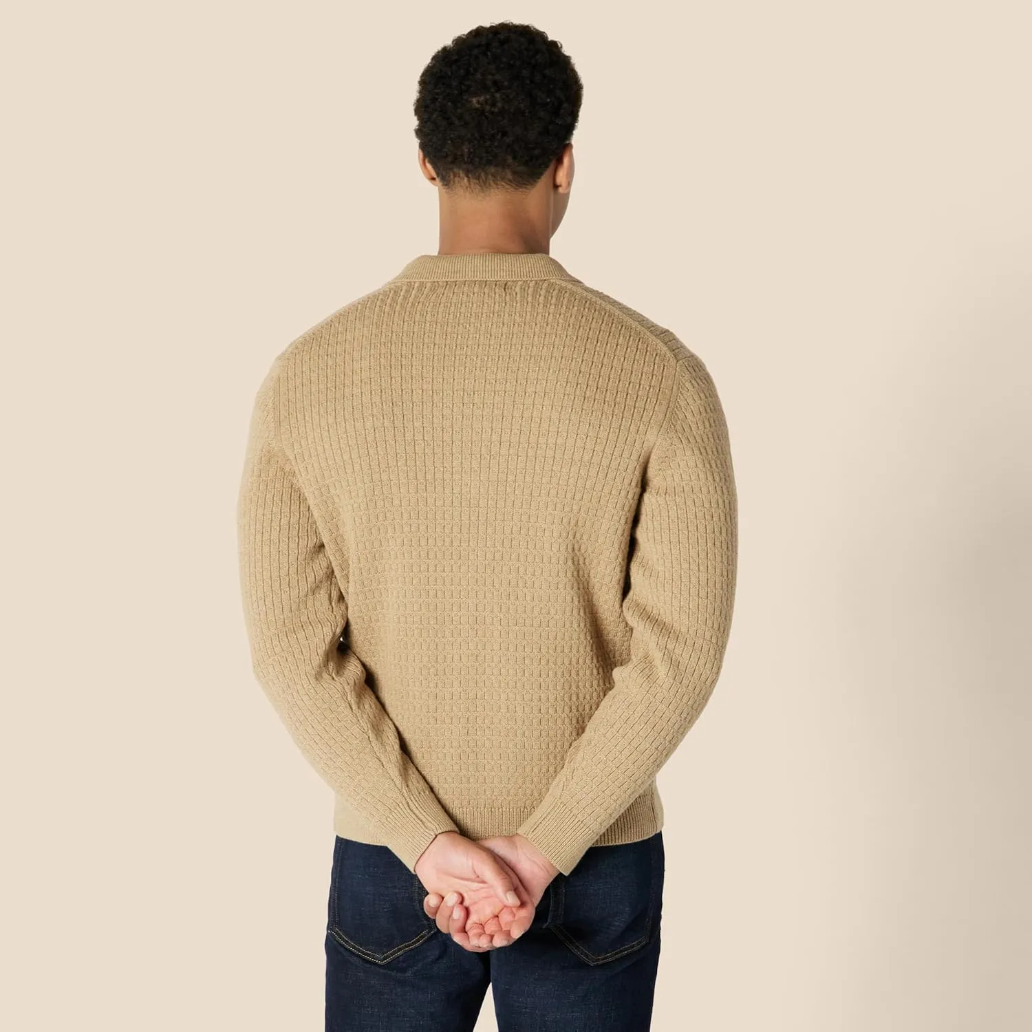 Amazon Essentials Men's Relaxed-Fit Collared Cardigan Sweater