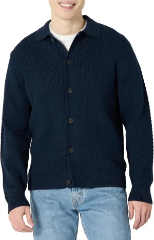 Amazon Essentials Men's Relaxed-Fit Collared Cardigan Sweater