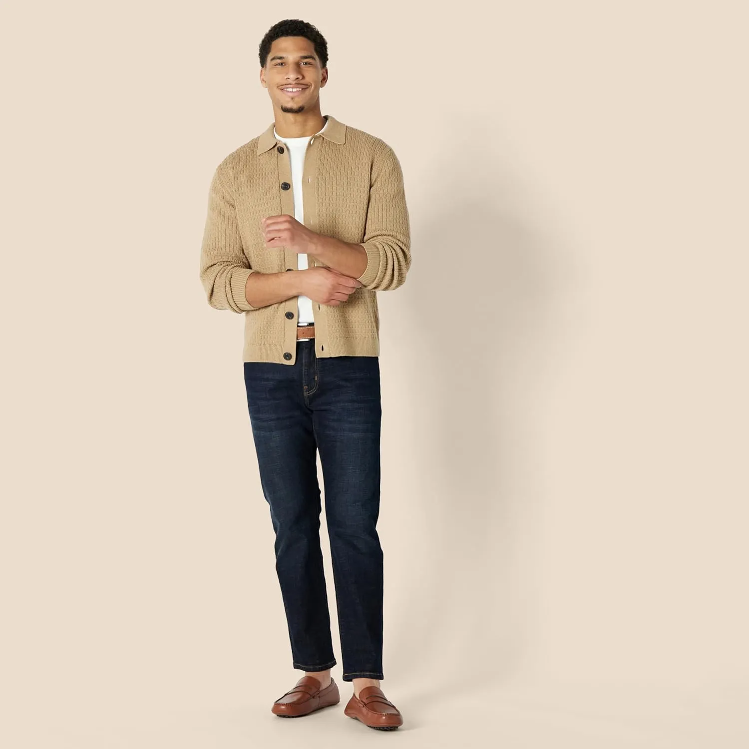 Amazon Essentials Men's Relaxed-Fit Collared Cardigan Sweater