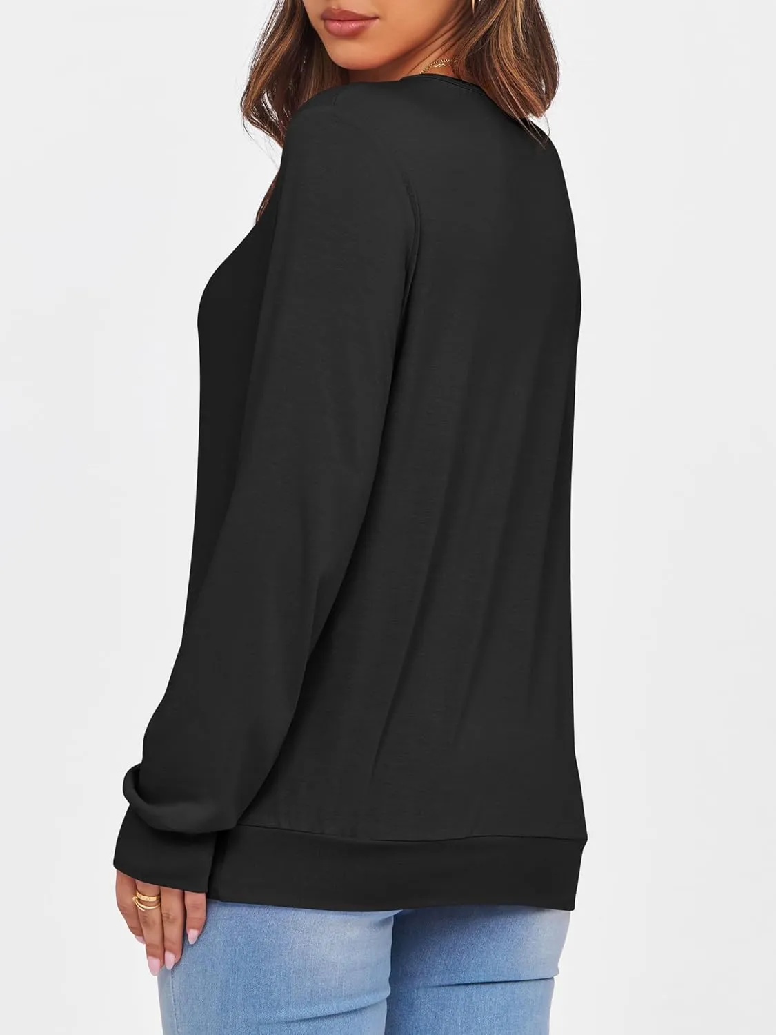 ANRABESS Women's Long Sleeve Shirts Casual Loose V Neck Basic Tees Tops 2025 Fall T-Shirt Outfits