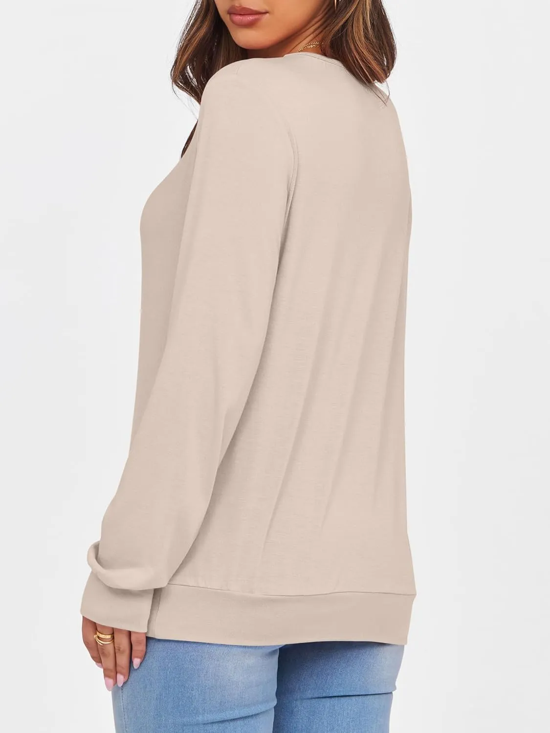 ANRABESS Women's Long Sleeve Shirts Casual Loose V Neck Basic Tees Tops 2025 Fall T-Shirt Outfits