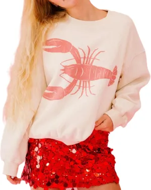 Aonoapll Women Y2k Lobster Sweatshirt Oversized Long Sleeve Graphic Pullover Top Crewneck Cute Print Hoodie