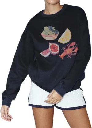 Aonoapll Women Y2k Lobster Sweatshirt Oversized Long Sleeve Graphic Pullover Top Crewneck Cute Print Hoodie