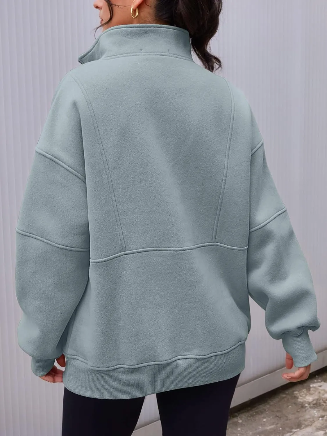 AUTOMET Women's Half Zip Oversized Sweatshirts Fleece Pullover Long Hoodies Casual Mock Turtleneck Sweaters with Pockets