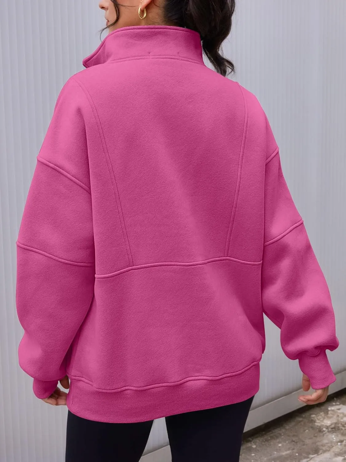 AUTOMET Women's Half Zip Oversized Sweatshirts Fleece Pullover Long Hoodies Casual Mock Turtleneck Sweaters with Pockets