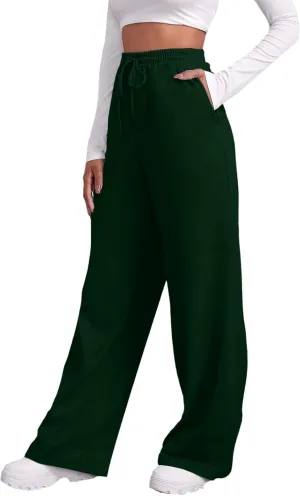 Baggy Sweatpants for Women Elastic High Waisted Wide Leg Sweatpants Cozy Fleece Boyfriend Casual Yoga Pants with Pockets