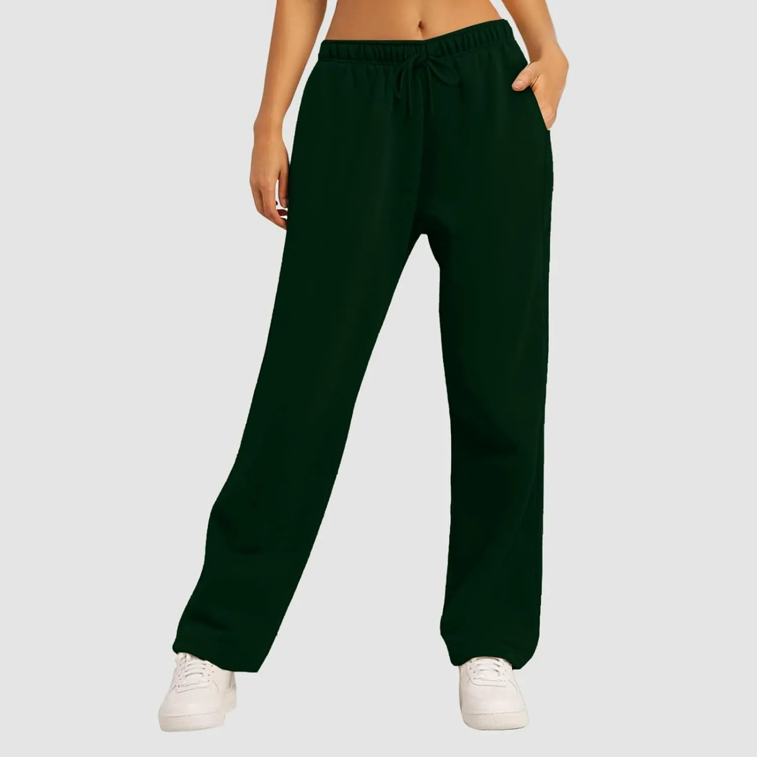 Baggy Sweatpants for Women Elastic High Waisted Wide Leg Sweatpants Cozy Fleece Boyfriend Casual Yoga Pants with Pockets