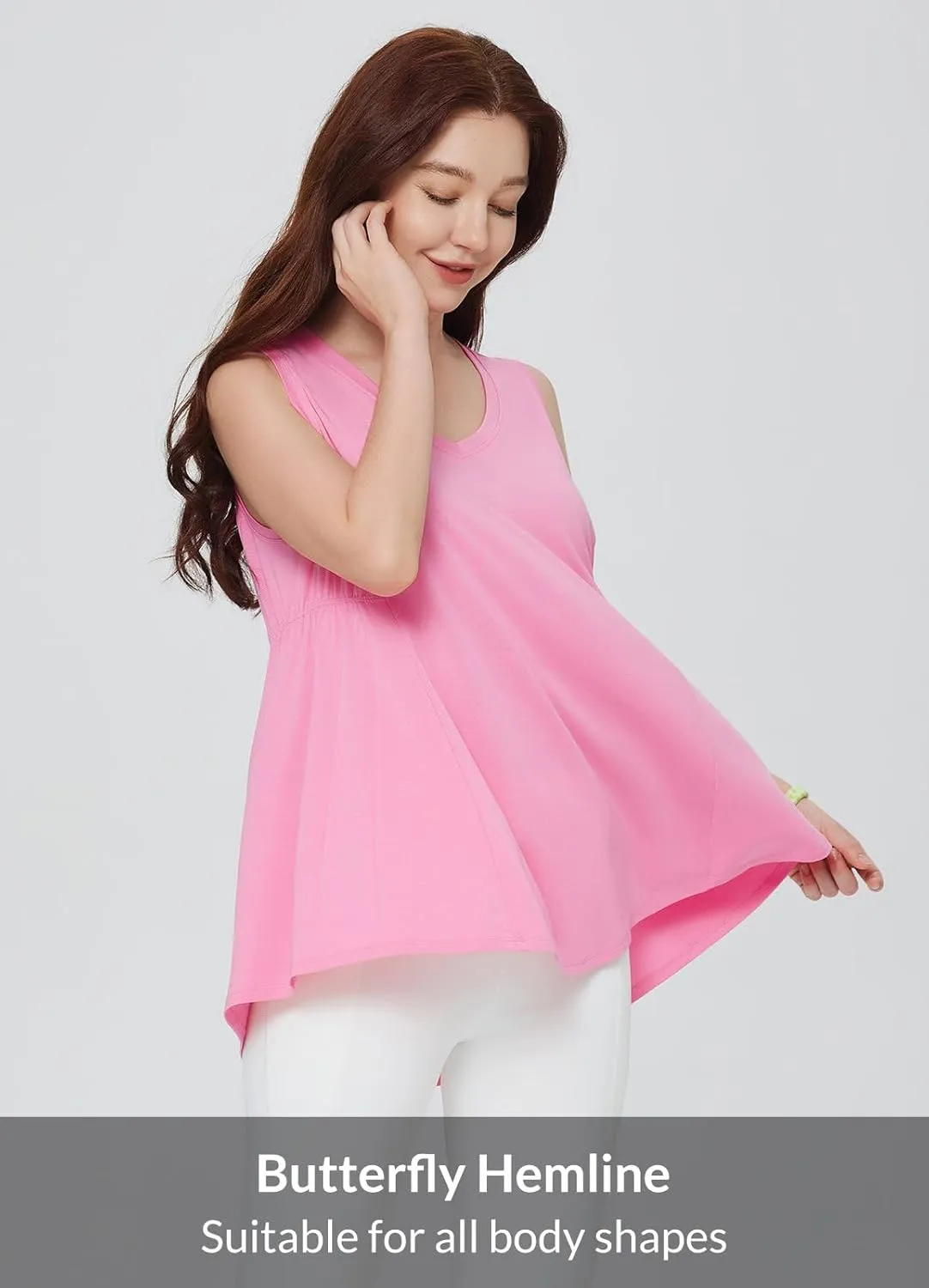 baleaf Women's Flowy Tank Tops V-Neck Tunic Sleeveless Workout Long Loose Fit Camis Yoga T-Shirts Cute Tee for Casual Summer