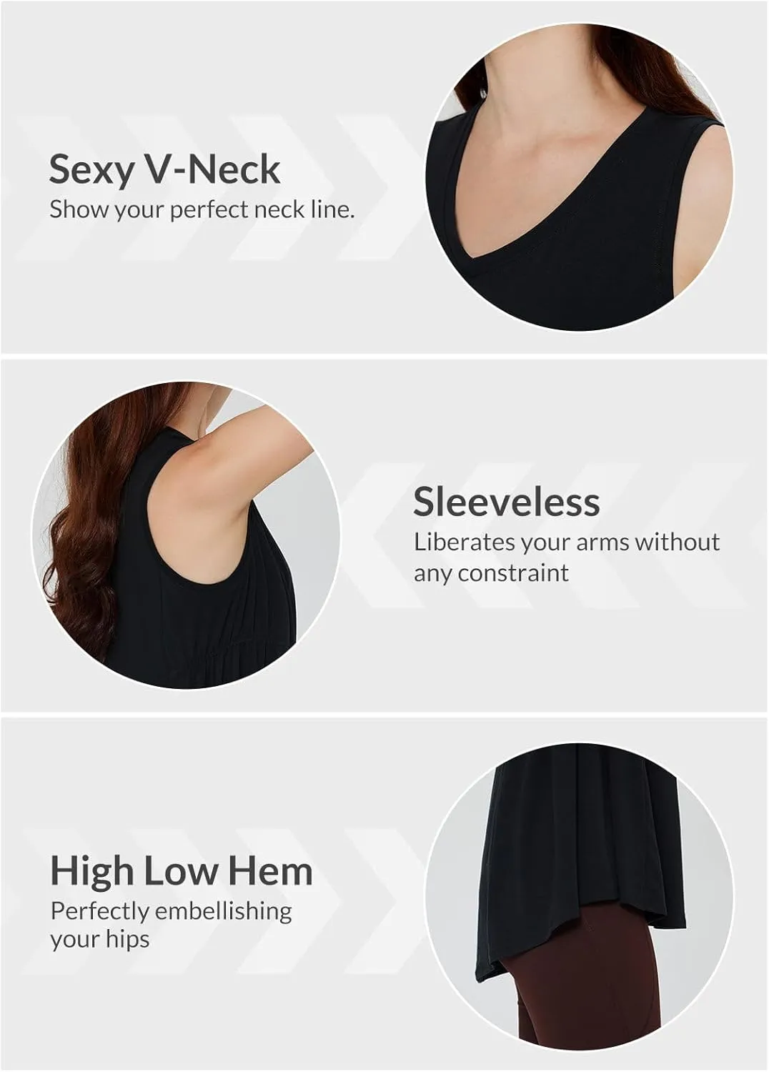 baleaf Women's Flowy Tank Tops V-Neck Tunic Sleeveless Workout Long Loose Fit Camis Yoga T-Shirts Cute Tee for Casual Summer