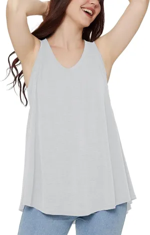baleaf Women's Flowy Tank Tops V-Neck Tunic Sleeveless Workout Long Loose Fit Camis Yoga T-Shirts Cute Tee for Casual Summer