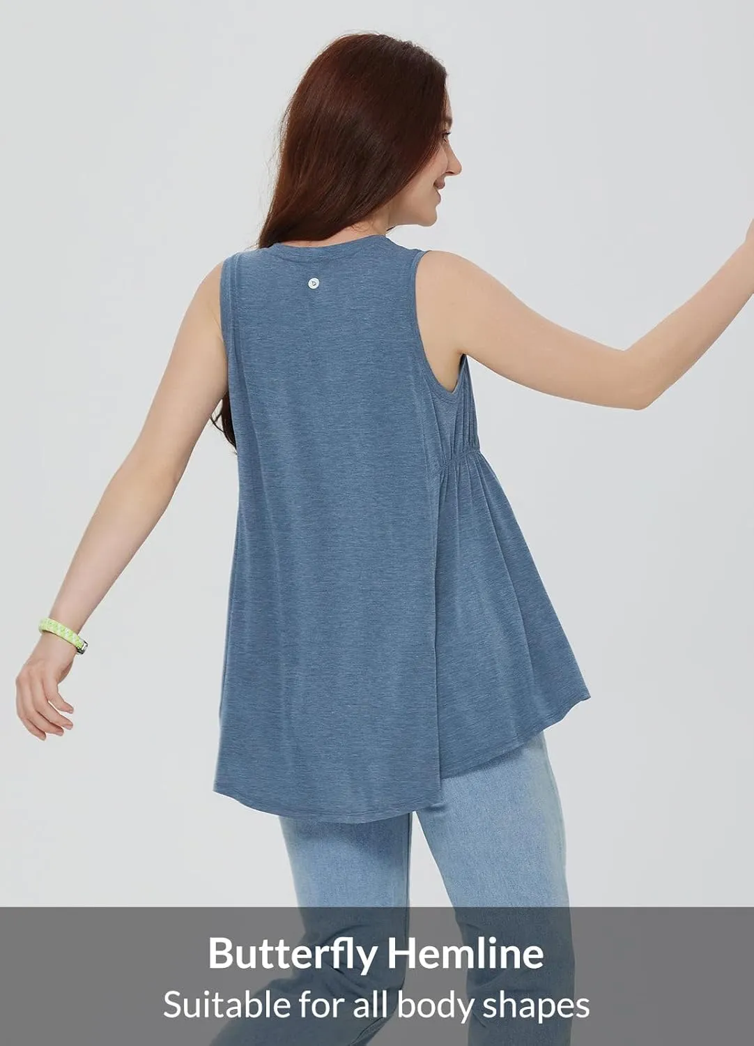 baleaf Women's Flowy Tank Tops V-Neck Tunic Sleeveless Workout Long Loose Fit Camis Yoga T-Shirts Cute Tee for Casual Summer