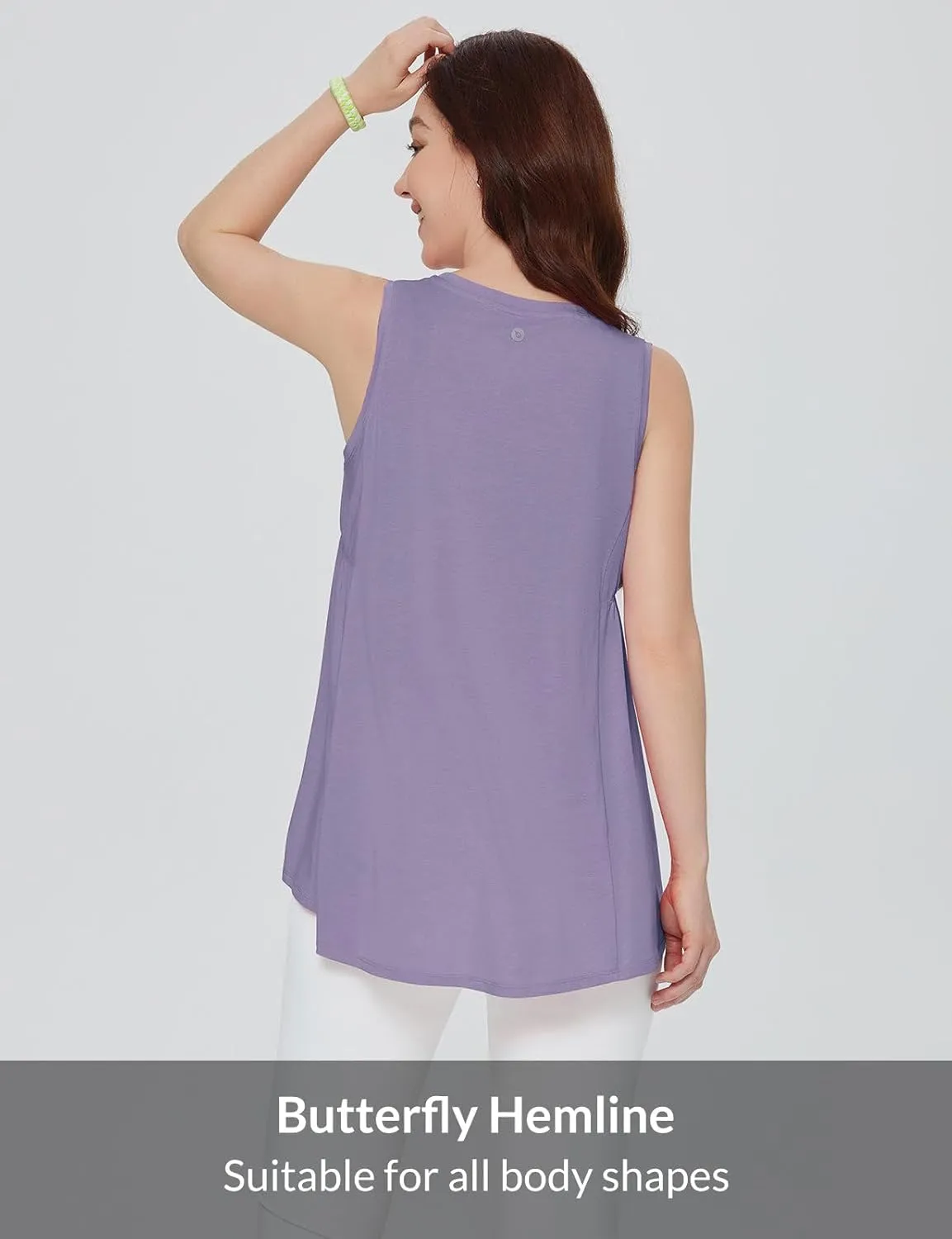 baleaf Women's Flowy Tank Tops V-Neck Tunic Sleeveless Workout Long Loose Fit Camis Yoga T-Shirts Cute Tee for Casual Summer