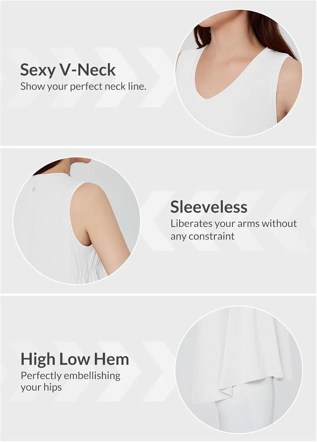 baleaf Women's Flowy Tank Tops V-Neck Tunic Sleeveless Workout Long Loose Fit Camis Yoga T-Shirts Cute Tee for Casual Summer