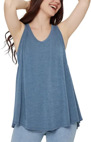 baleaf Women's Flowy Tank Tops V-Neck Tunic Sleeveless Workout Long Loose Fit Camis Yoga T-Shirts Cute Tee for Casual Summer