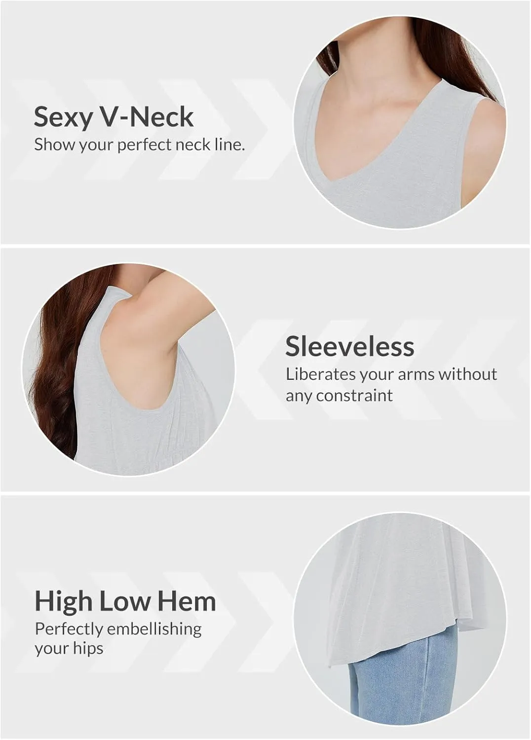 baleaf Women's Flowy Tank Tops V-Neck Tunic Sleeveless Workout Long Loose Fit Camis Yoga T-Shirts Cute Tee for Casual Summer