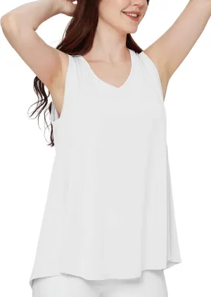 baleaf Women's Flowy Tank Tops V-Neck Tunic Sleeveless Workout Long Loose Fit Camis Yoga T-Shirts Cute Tee for Casual Summer