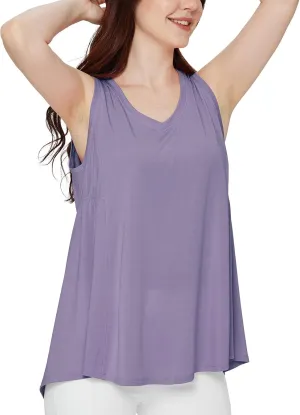 baleaf Women's Flowy Tank Tops V-Neck Tunic Sleeveless Workout Long Loose Fit Camis Yoga T-Shirts Cute Tee for Casual Summer