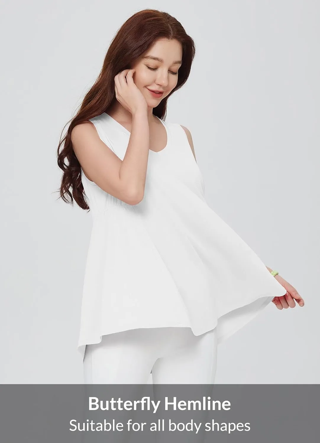 baleaf Women's Flowy Tank Tops V-Neck Tunic Sleeveless Workout Long Loose Fit Camis Yoga T-Shirts Cute Tee for Casual Summer