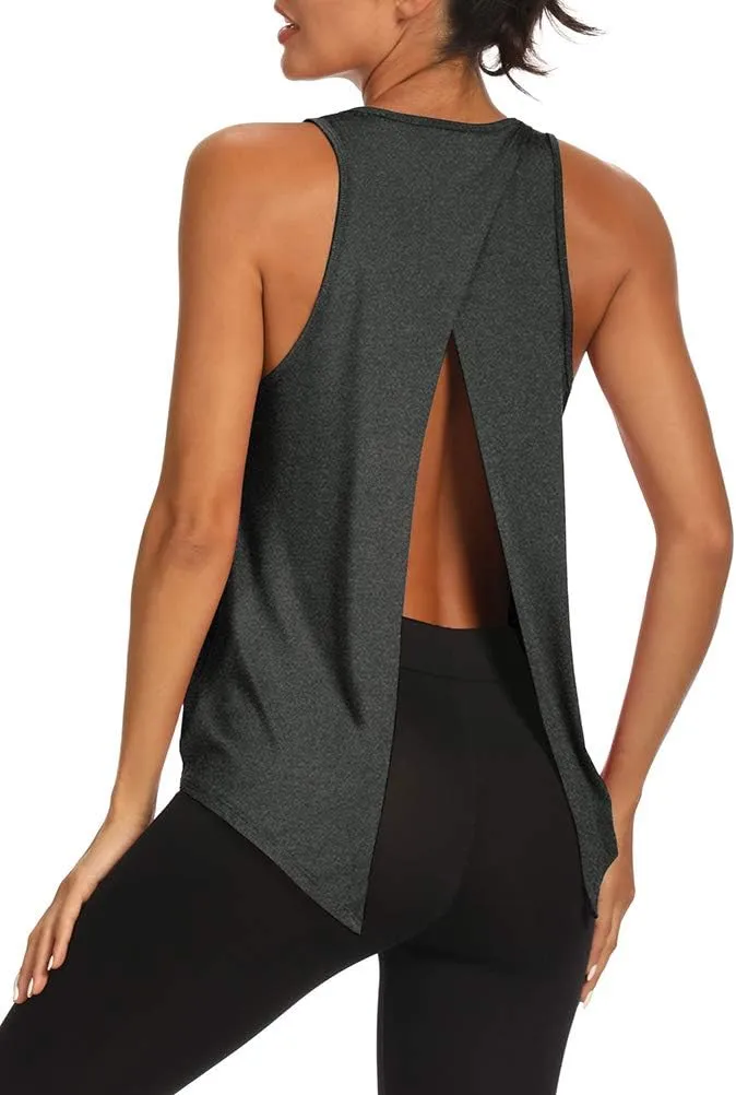 Bestisun Backless Workout Yoga Shirts Tie Back Sports Tank Athletic Tops for Women