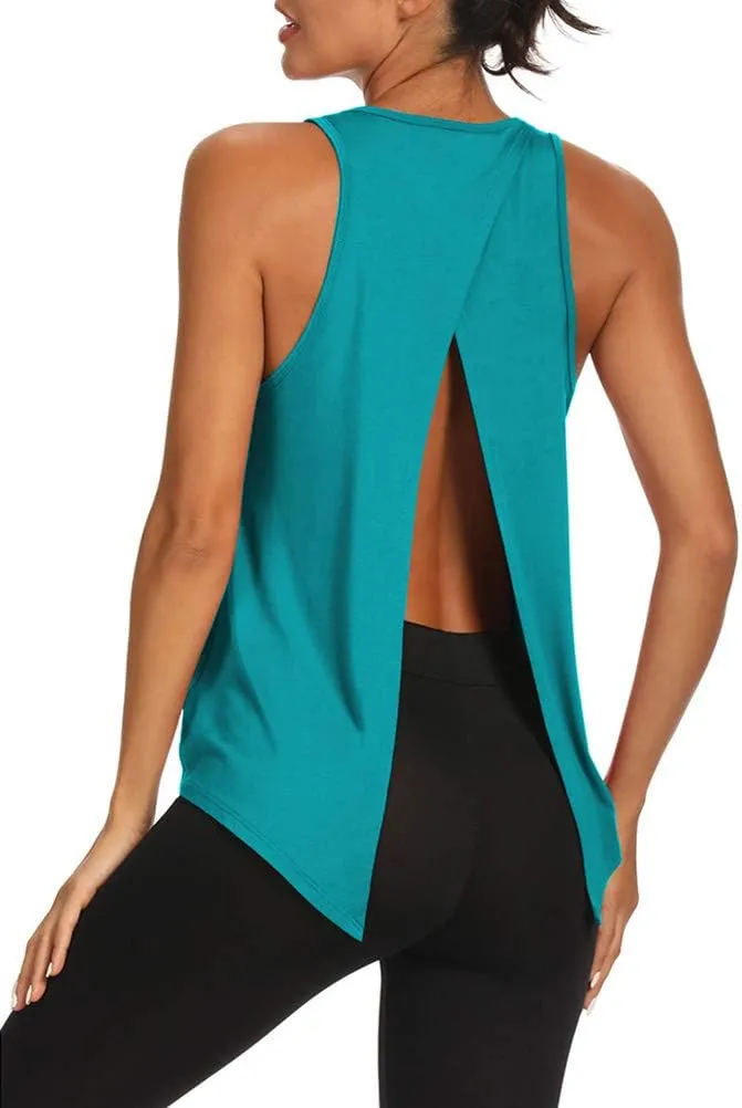 Bestisun Backless Workout Yoga Shirts Tie Back Sports Tank Athletic Tops for Women
