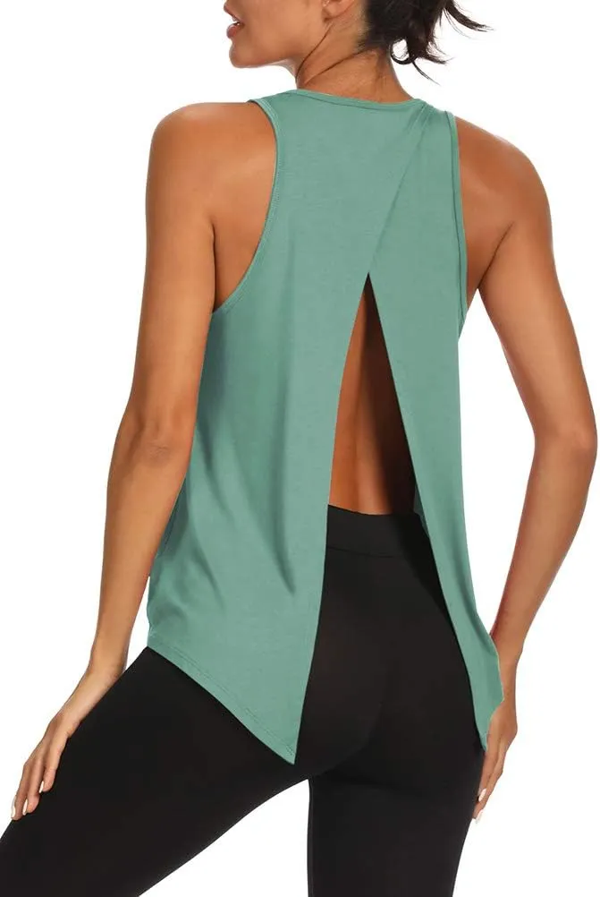 Bestisun Backless Workout Yoga Shirts Tie Back Sports Tank Athletic Tops for Women