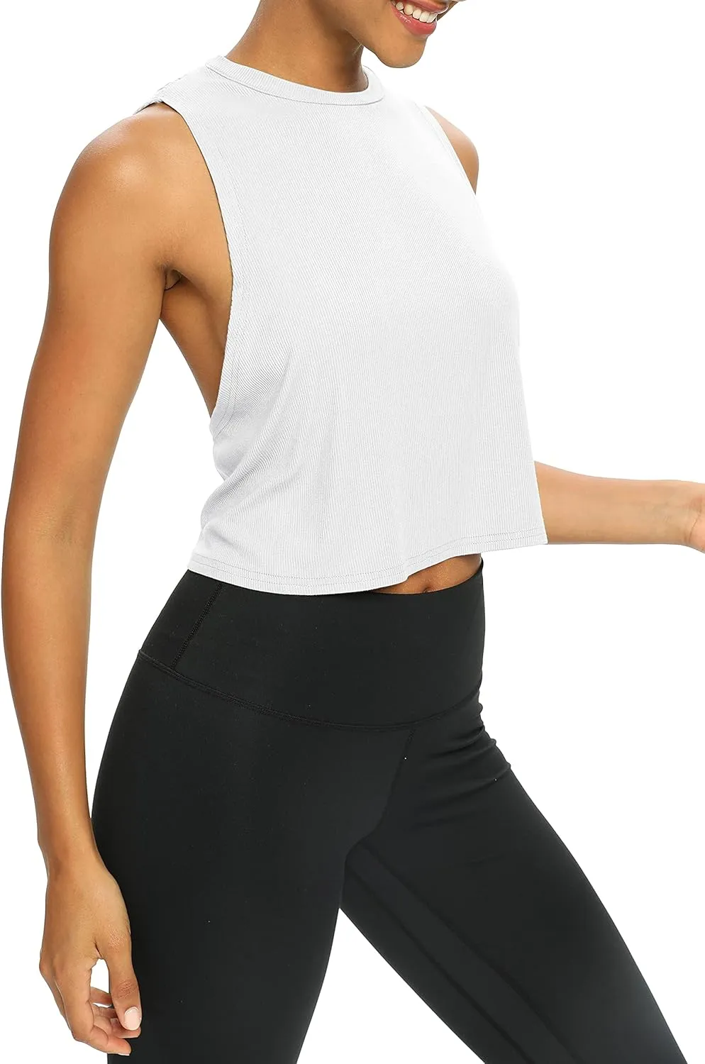 Bestisun Womens Open Back Workout Shirts Cropped Yoga Tank Tops Backless Athletic Clothes