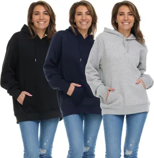 BILLIONHATS 3 Pack Womens Hoodie Oversized Sweatshirts, Cotton Blend, Bulk Womens Hoodies Bulk Sweatshirt Pack