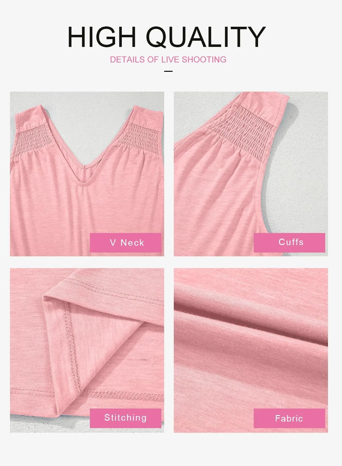 BLENCOT Casual Summer Tank Tops for Women Blouses Sleeveless Ruffled V Neck Loose Tshirts