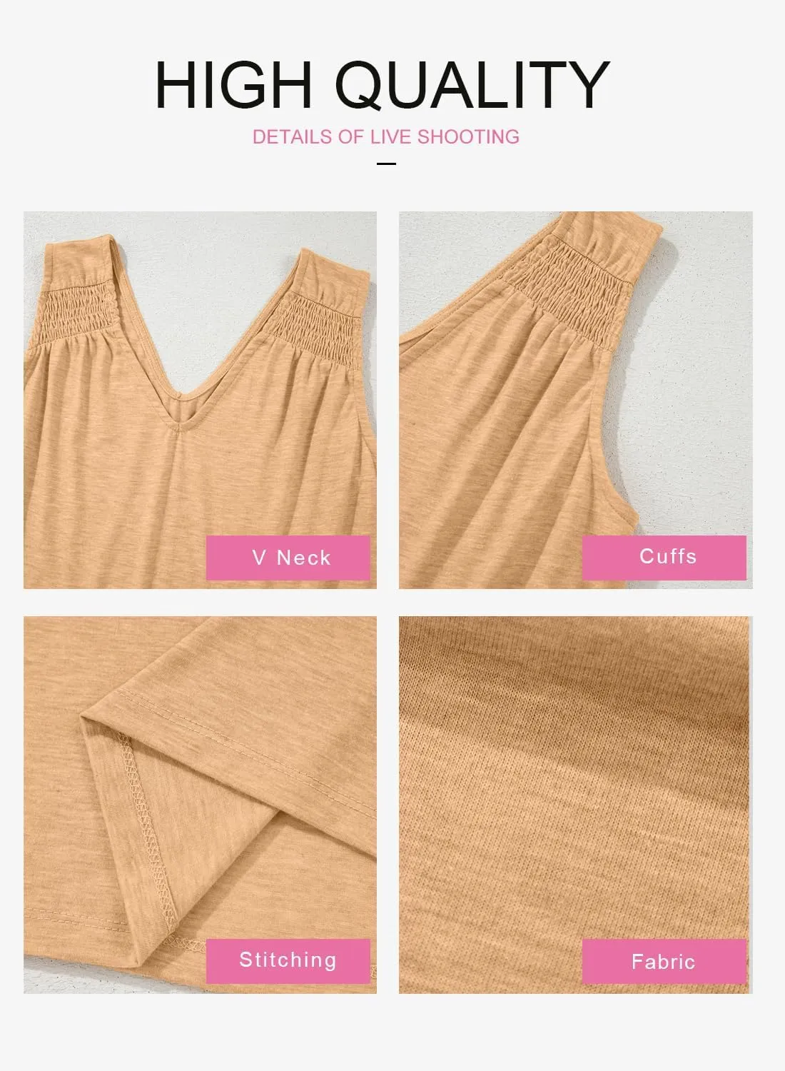 BLENCOT Casual Summer Tank Tops for Women Blouses Sleeveless Ruffled V Neck Loose Tshirts