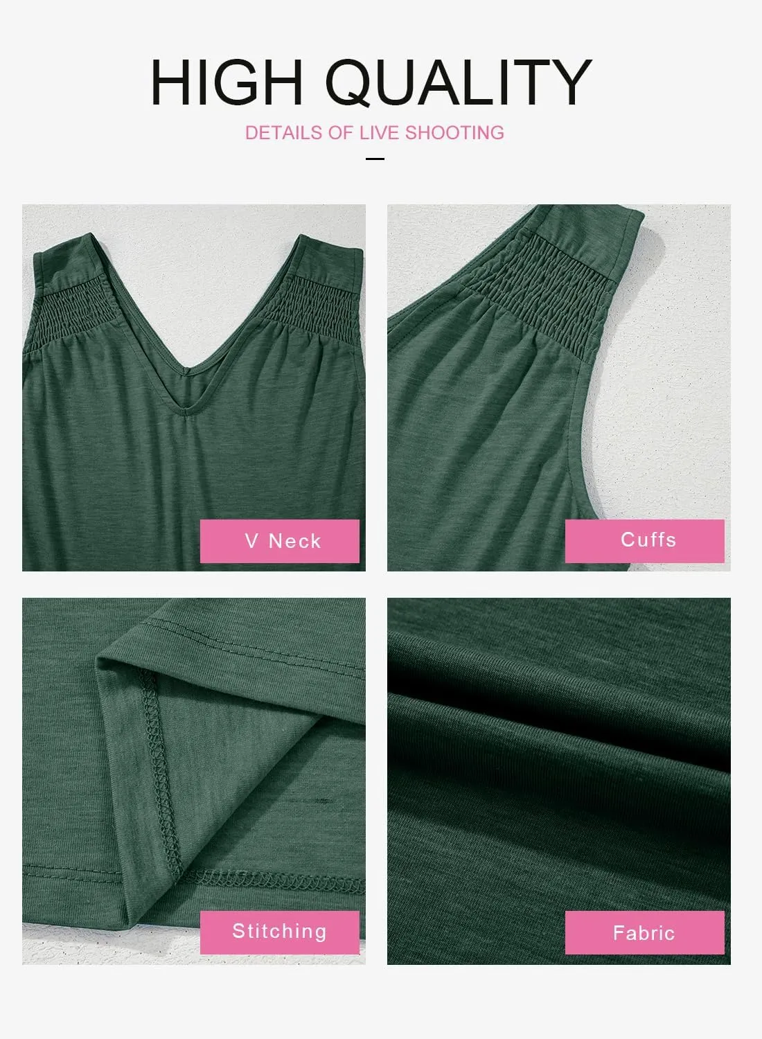 BLENCOT Casual Summer Tank Tops for Women Blouses Sleeveless Ruffled V Neck Loose Tshirts