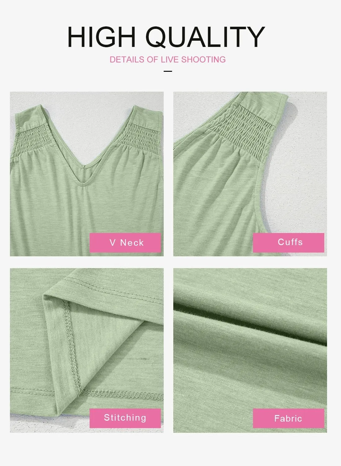 BLENCOT Casual Summer Tank Tops for Women Blouses Sleeveless Ruffled V Neck Loose Tshirts