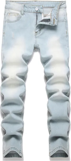 Boys' Skinny Fit Stretch Denim Jeans 5-Pocket Style Washed Fashion Basic Denim Jeans Pants