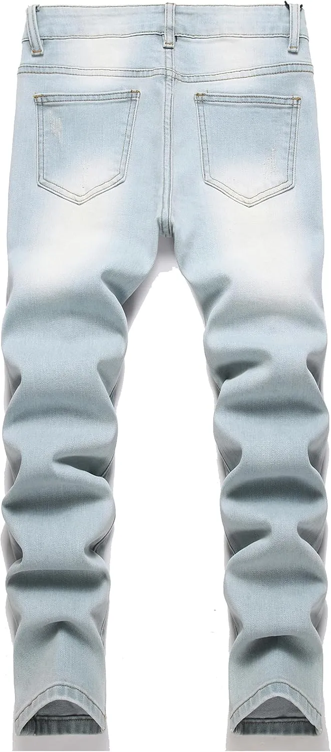 Boys' Skinny Fit Stretch Denim Jeans 5-Pocket Style Washed Fashion Basic Denim Jeans Pants