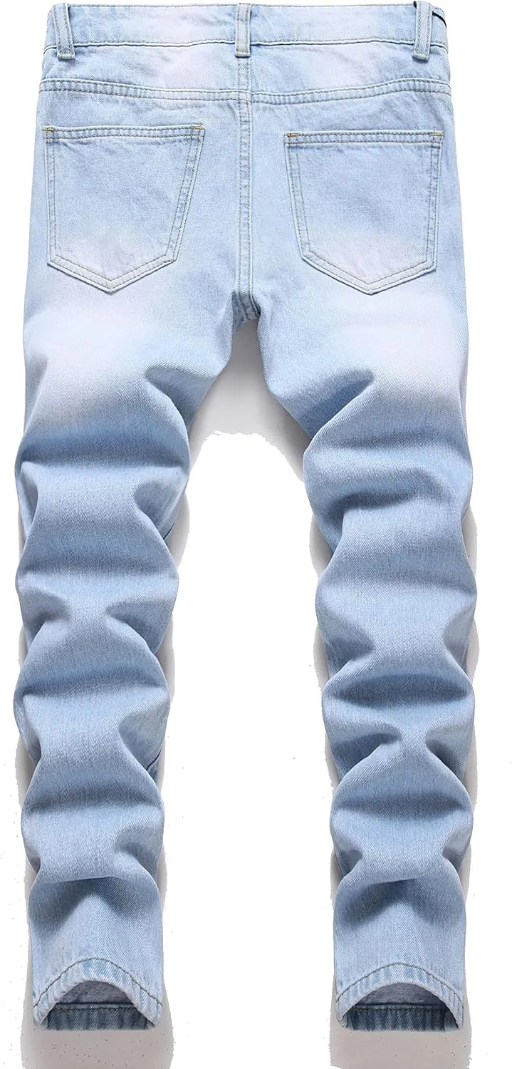 Boys' Skinny Fit Stretch Denim Jeans 5-Pocket Style Washed Fashion Basic Denim Jeans Pants