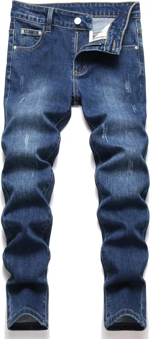 Boys' Skinny Fit Stretch Denim Jeans 5-Pocket Style Washed Fashion Basic Denim Jeans Pants