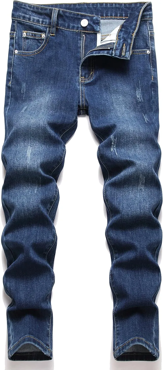 Boys' Skinny Fit Stretch Denim Jeans 5-Pocket Style Washed Fashion Basic Denim Jeans Pants