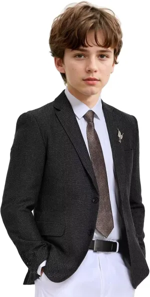 Boys Suit Blazer Tweed Herringbone Jacket Boy Sport Coats Slim Fit Retro Tuxedo Stylish Wedding Party Prom Homecoming