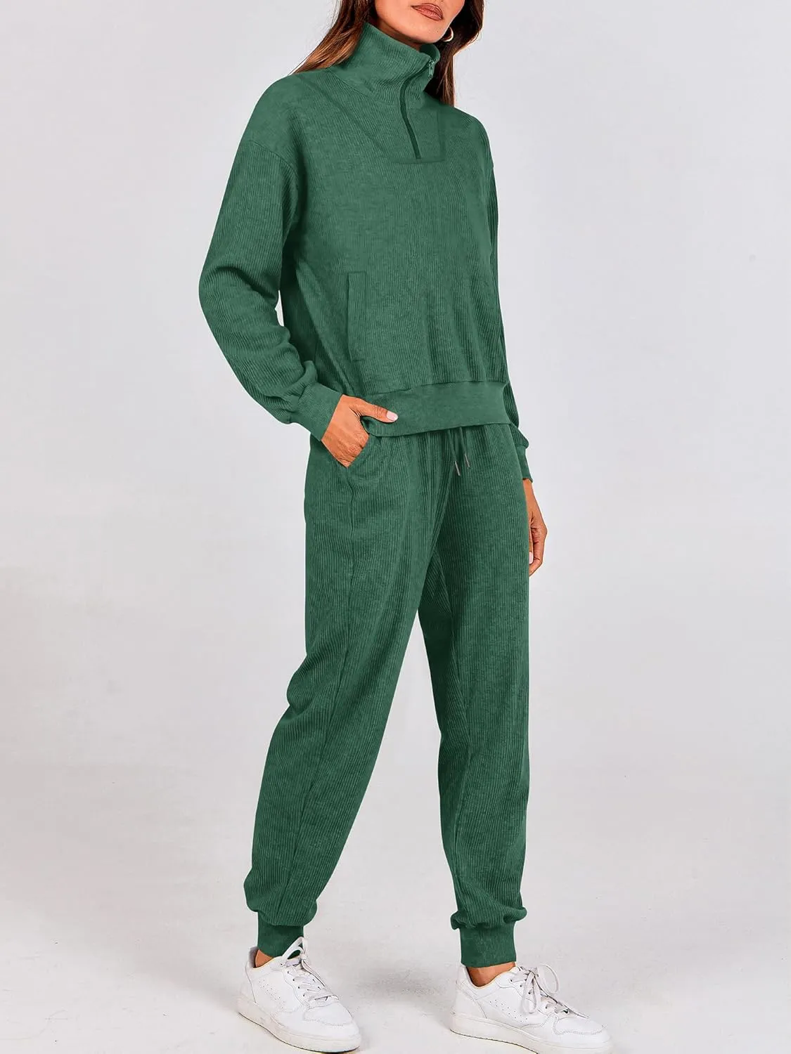BTFBM Women's 2 Piece Tracksuit Fall Outfits 2025 Long Sleeve Half Zip Sweatshirt Sweatpants Lounge Set Sweatsuits