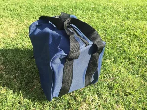 BuyBocceBalls Listing -Premium Heavy Duty Nylon Bocce Bag - Blue with Black Handles (Fits Eight 110mm Bocce Balls or Smaller)