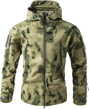 Camo Jacket for Men Hunting Tactical Jackets Waterproof Softshell Fleece Camouflage Hoodie Outdoor Hiking Fishing Coat